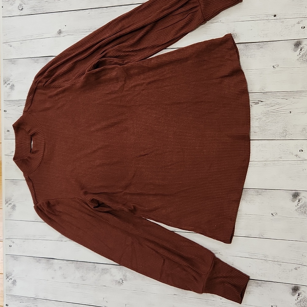 Maurices 24/7 Medium Chocolate Brown Ribbed Turtleneck sweater.